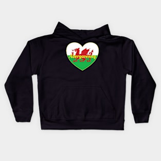 Abergavenny Wales UK Welsh Flag Heart Kids Hoodie